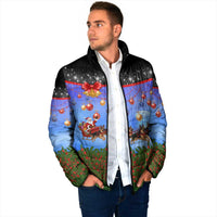 German Shepherd Christmas Padded Jacket with Santa Sleigh and Holiday Ornament Design - Wonder Print Shop