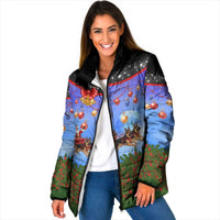 German Shepherd Christmas Padded Jacket with Santa Sleigh and Holiday Ornament Design - Wonder Print Shop