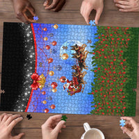 German Shepherd Christmas Puzzle with Santa Sleigh and Holiday Ornament Design - Wonder Print Shop