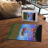 German Shepherd Christmas Puzzle with Santa Sleigh and Holiday Ornament Design - Wonder Print Shop