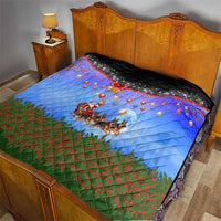 German Shepherd Christmas Quilt with Santa Sleigh and Holiday Ornament Design - Wonder Print Shop