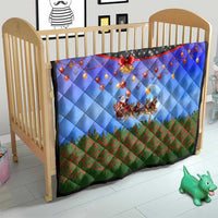 German Shepherd Christmas Quilt with Santa Sleigh and Holiday Ornament Design - Wonder Print Shop