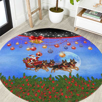 German Shepherd Christmas Round Carpet with Santa Sleigh and Holiday Ornament Design - Wonder Print Shop