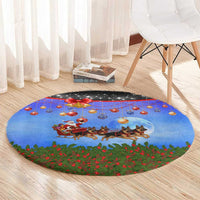 German Shepherd Christmas Round Carpet with Santa Sleigh and Holiday Ornament Design - Wonder Print Shop