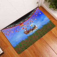 German Shepherd Christmas Rubber Doormat with Santa Sleigh and Holiday Ornament Design - Wonder Print Shop