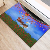 German Shepherd Christmas Rubber Doormat with Santa Sleigh and Holiday Ornament Design - Wonder Print Shop