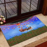 German Shepherd Christmas Rubber Doormat with Santa Sleigh and Holiday Ornament Design - Wonder Print Shop