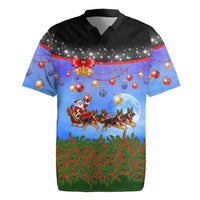 German Shepherd Christmas Rugby Jersey with Santa Sleigh and Holiday Ornament Design - Wonder Print Shop