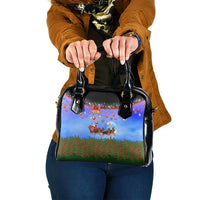 German Shepherd Christmas Shoulder Handbag with Santa Sleigh and Holiday Ornament Design - Wonder Print Shop