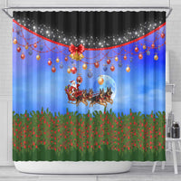 German Shepherd Christmas Shower Curtain with Santa Sleigh and Holiday Ornament Design - Wonder Print Shop