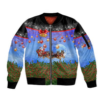 German Shepherd Christmas Sleeve Zip Bomber Jacket with Santa Sleigh and Holiday Ornament Design - Wonder Print Shop