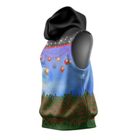 German Shepherd Christmas Sleeveless Hoodie with Santa Sleigh and Holiday Ornament Design - Wonder Print Shop