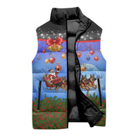 German Shepherd Christmas Sleeveless Puffer Jacket with Santa Sleigh and Holiday Ornament Design - Wonder Print Shop