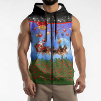 German Shepherd Christmas Sleeveless Zip Hoodie with Santa Sleigh and Holiday Ornament Design - Wonder Print Shop