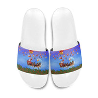 German Shepherd Christmas Slide Sandals with Santa Sleigh and Holiday Ornament Design - Wonder Print Shop