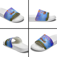 German Shepherd Christmas Slide Sandals with Santa Sleigh and Holiday Ornament Design - Wonder Print Shop