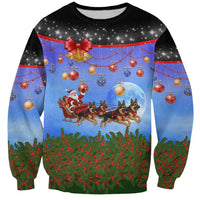 German Shepherd Christmas Sweatshirt with Santa Sleigh and Holiday Ornament Design - Wonder Print Shop