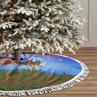 German Shepherd Christmas Tree Skirt with Santa Sleigh and Holiday Ornament Design - Wonder Print Shop