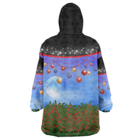 German Shepherd Christmas Wearable Blanket Hoodie with Santa Sleigh and Holiday Ornament Design - Wonder Print Shop