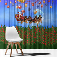 German Shepherd Christmas Window Curtain with Santa Sleigh and Holiday Ornament Design - Wonder Print Shop