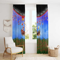 German Shepherd Christmas Window Curtain with Santa Sleigh and Holiday Ornament Design - Wonder Print Shop