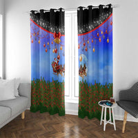 German Shepherd Christmas Window Curtain with Santa Sleigh and Holiday Ornament Design - Wonder Print Shop
