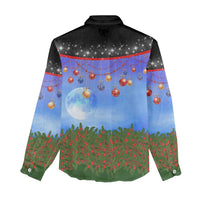 German Shepherd Christmas Women Casual Shirt with Santa Sleigh and Holiday Ornament Design - Wonder Print Shop