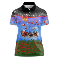 German Shepherd Christmas Women Polo Shirt with Santa Sleigh and Holiday Ornament Design - Wonder Print Shop