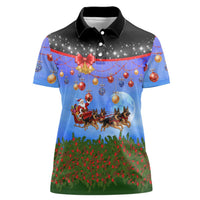 German Shepherd Christmas Women Polo Shirt with Santa Sleigh and Holiday Ornament Design - Wonder Print Shop