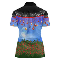 German Shepherd Christmas Women Polo Shirt with Santa Sleigh and Holiday Ornament Design - Wonder Print Shop