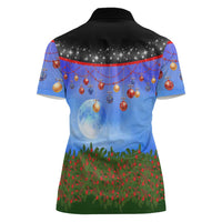 German Shepherd Christmas Women Polo Shirt with Santa Sleigh and Holiday Ornament Design - Wonder Print Shop