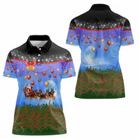 German Shepherd Christmas Women Polo Shirt with Santa Sleigh and Holiday Ornament Design - Wonder Print Shop
