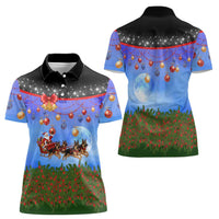 German Shepherd Christmas Women Polo Shirt with Santa Sleigh and Holiday Ornament Design - Wonder Print Shop