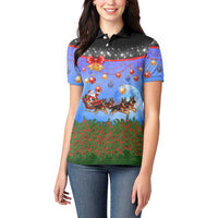 German Shepherd Christmas Women Polo Shirt with Santa Sleigh and Holiday Ornament Design - Wonder Print Shop