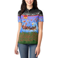 German Shepherd Christmas Women Polo Shirt with Santa Sleigh and Holiday Ornament Design - Wonder Print Shop