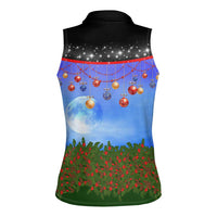 German Shepherd Christmas Women Sleeveless Polo Shirt with Santa Sleigh and Holiday Ornament Design - Wonder Print Shop