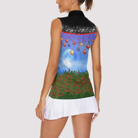 German Shepherd Christmas Women Sleeveless Polo Shirt with Santa Sleigh and Holiday Ornament Design - Wonder Print Shop