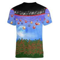 German Shepherd Christmas Women V-Neck T-Shirt with Santa Sleigh and Holiday Ornament Design - Wonder Print Shop