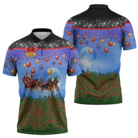 German Shepherd Christmas Zipper Polo Shirt with Santa Sleigh and Holiday Ornament Design - Wonder Print Shop