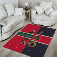 German Shepherd Puppy Christmas Area Rug with Ornaments Wreath and Nutcracker Design - Wonder Print Shop