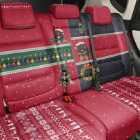 German Shepherd Puppy Christmas Back Car Seat Cover with Ornaments Wreath and Nutcracker Design - Wonder Print Shop