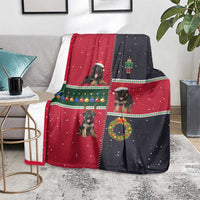 German Shepherd Puppy Christmas Blanket with Ornaments Wreath and Nutcracker Design - Wonder Print Shop