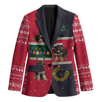 German Shepherd Puppy Christmas Blazer with Ornaments Wreath and Nutcracker Design - Wonder Print Shop