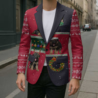 German Shepherd Puppy Christmas Blazer with Ornaments Wreath and Nutcracker Design - Wonder Print Shop