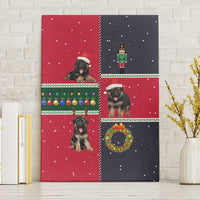 German Shepherd Puppy Christmas Canvas Wall Art with Ornaments Wreath and Nutcracker Design - Wonder Print Shop