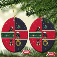 German Shepherd Puppy Christmas Ceramic Ornament with Ornaments Wreath and Nutcracker Design - Wonder Print Shop