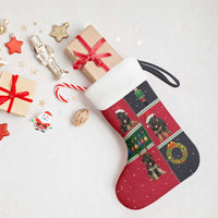 German Shepherd Puppy Christmas Stocking with Ornaments Wreath and Nutcracker Design - Wonder Print Shop