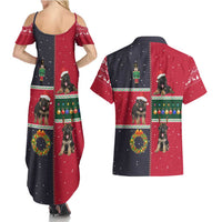 German Shepherd Puppy Christmas Couples Matching Summer Maxi Dress and Hawaiian Shirt with Ornaments Wreath and Nutcracker Design - Wonder Print Shop