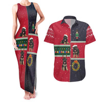 German Shepherd Puppy Christmas Couples Matching Tank Maxi Dress and Hawaiian Shirt with Ornaments Wreath and Nutcracker Design - Wonder Print Shop