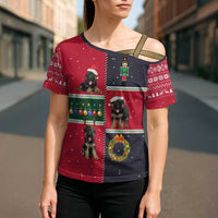 German Shepherd Puppy Christmas Cross Shoulder Shirt with Ornaments Wreath and Nutcracker Design - Wonder Print Shop